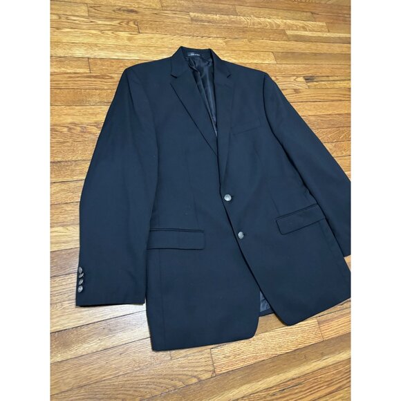Chaps Ralph Lauren Mens Blazer Jacket Sz 42L Black Solid Poly Wool Sport Coat - Picture 3 of 7